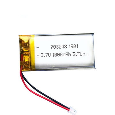 MSDS 703049 1000mah Li Ion Nmc Baterai Siklus Panjang Tebal 7.0mm