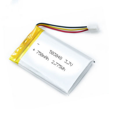 ROHS 503048 750MAh Baterai Lipo Polymer Dengan Konektor Kawat PCB